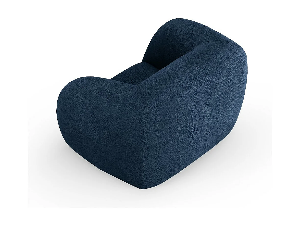 Cosmopolitan Design - Fauteuil "Essen" en bouclé bleu foncé - 130x95x86cm