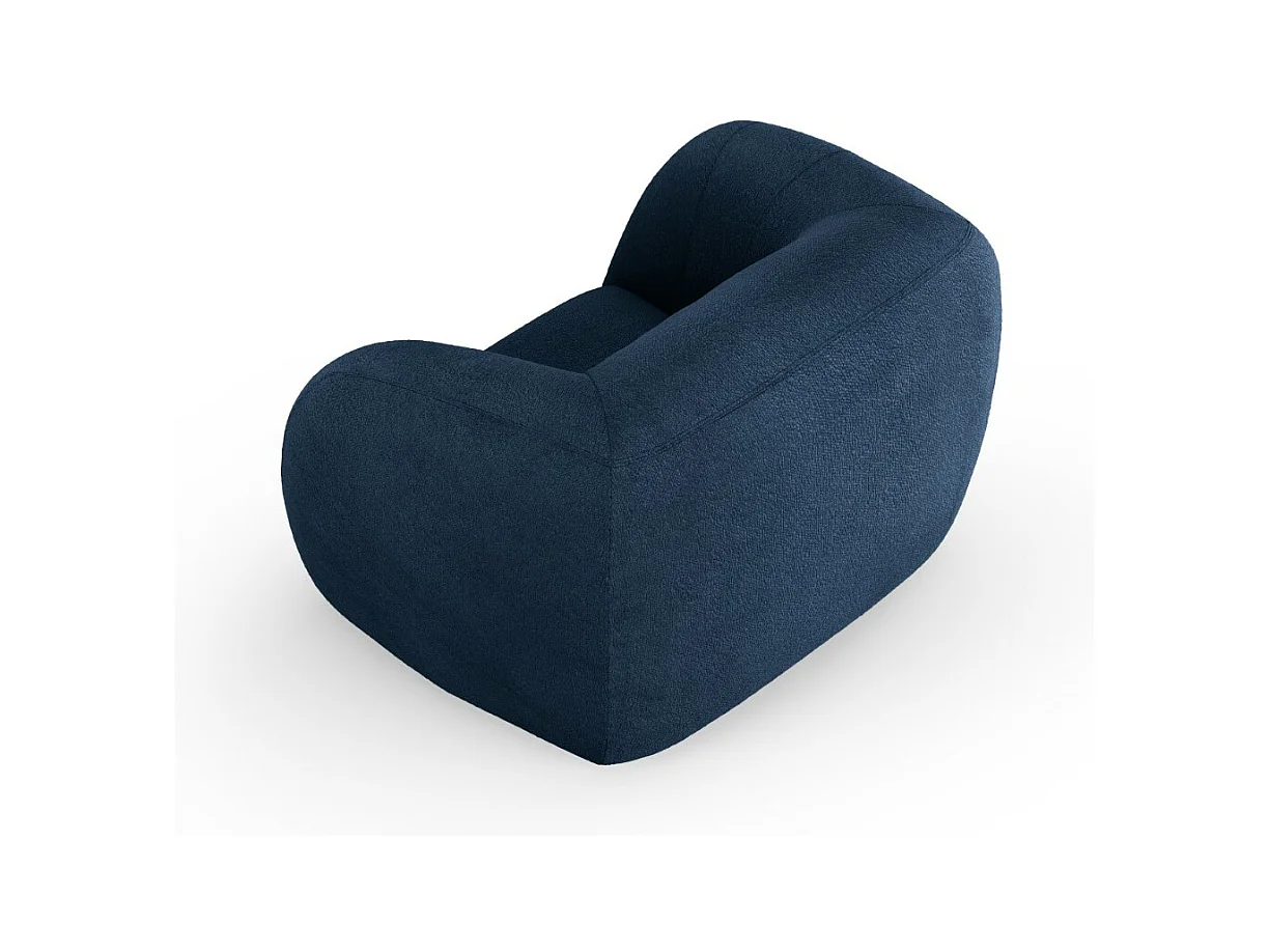 Cosmopolitan Design - Sillón "Essen" de tejido bouclé azul oscuro - 130x95x86cm