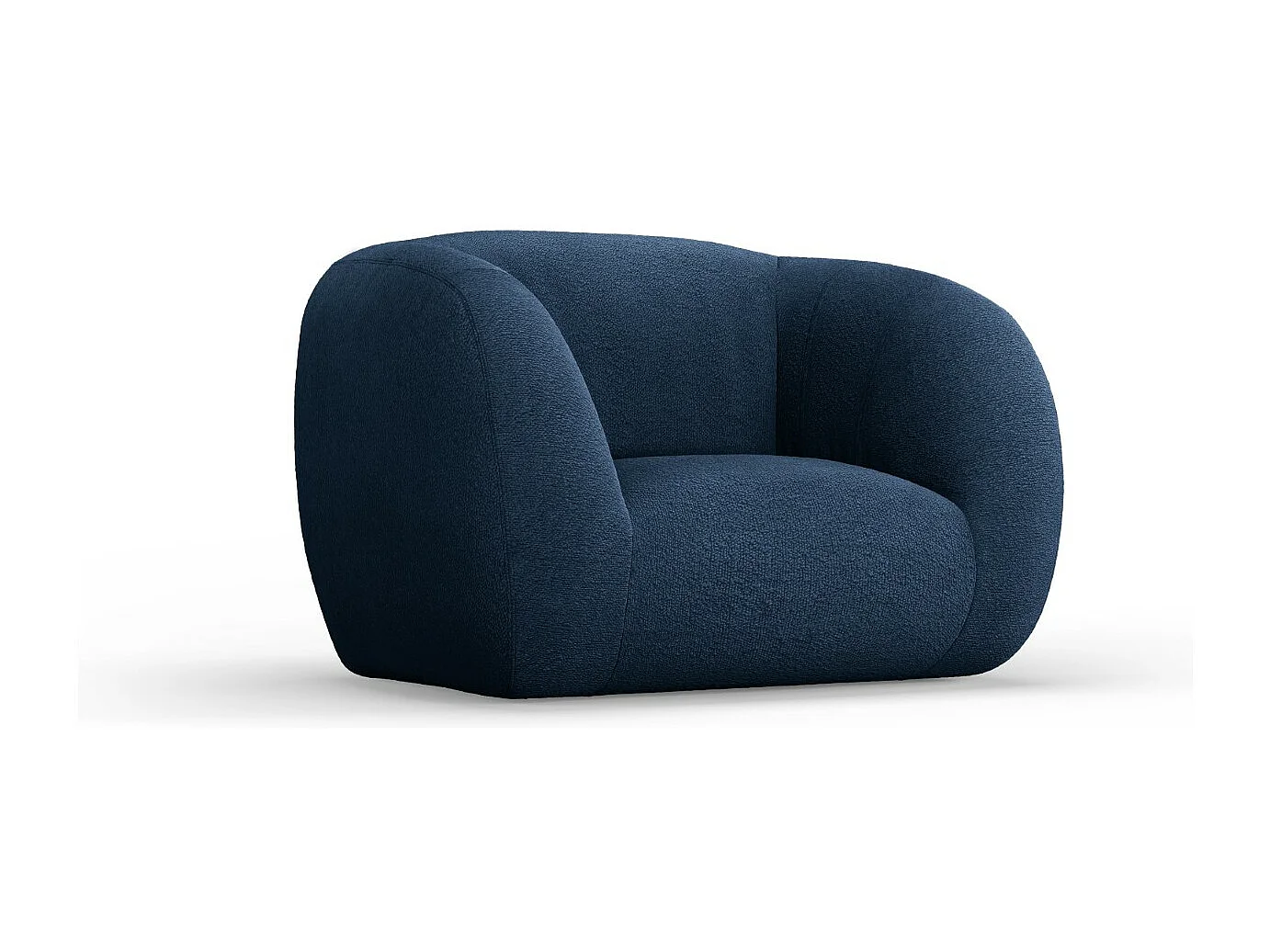 Cosmopolitan Design - Fauteuil "Essen" en bouclé bleu foncé - 130x95x86cm