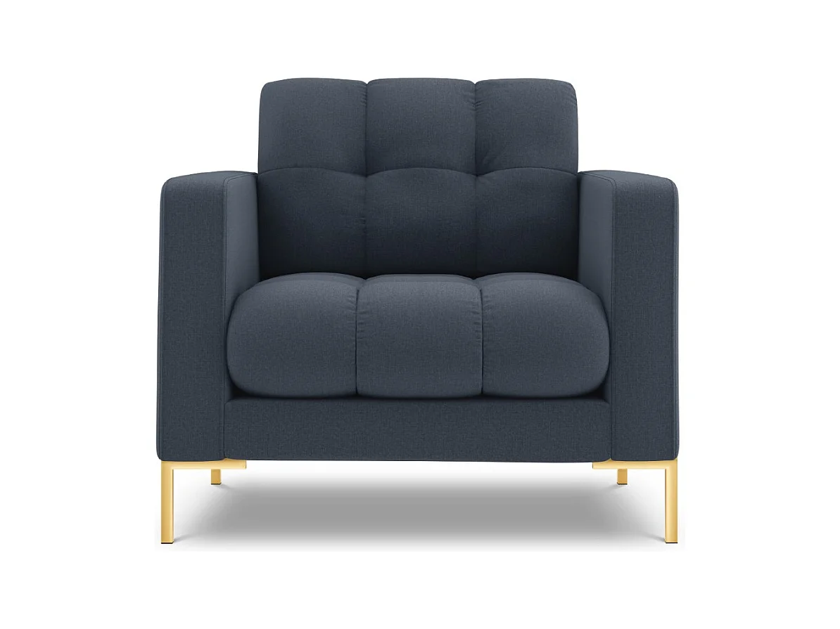 Cosmopolitan Design - Fauteuil "Bali" en tissu structurel bleu foncé - 87x92x75cm