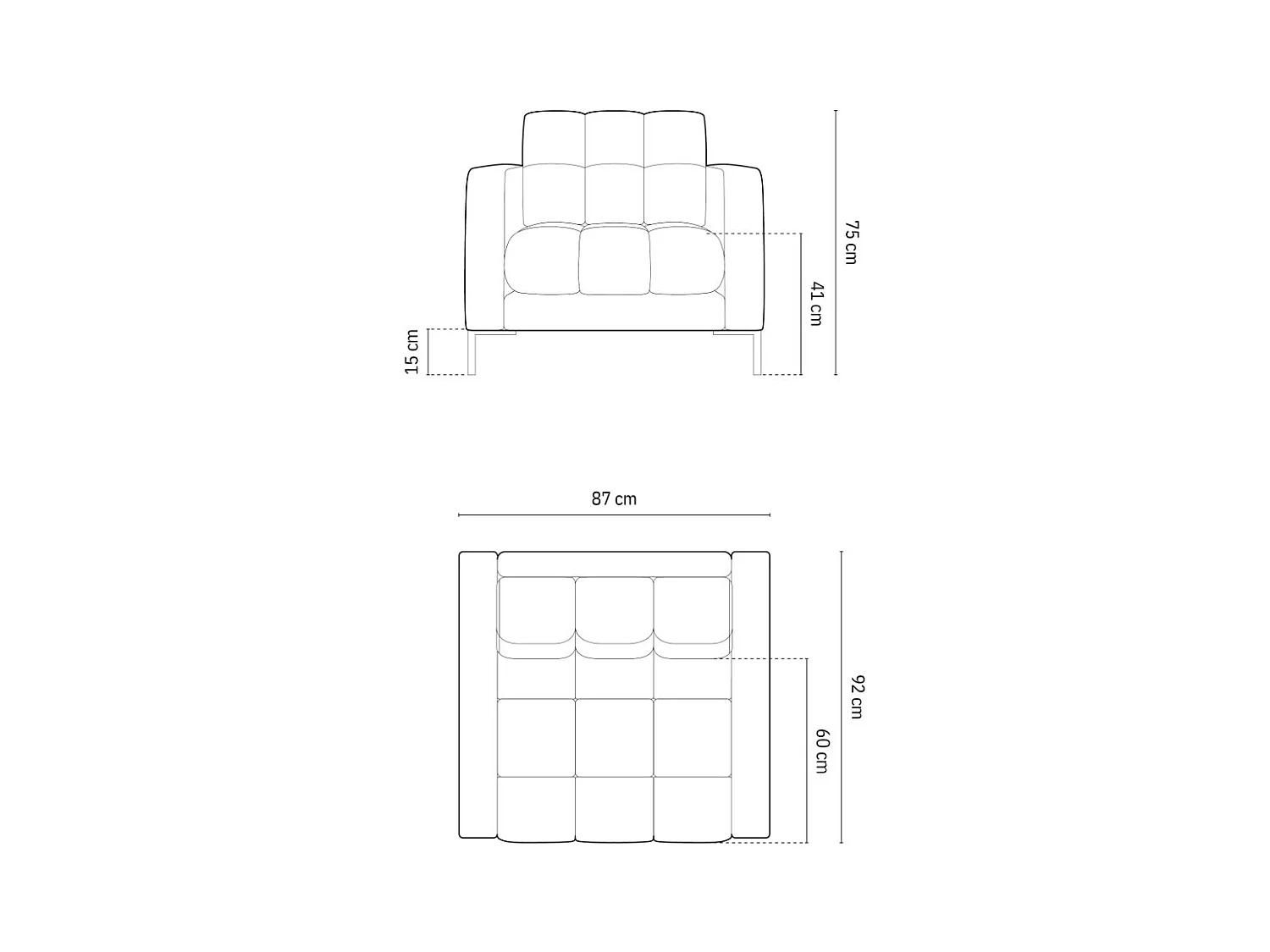 Cosmopolitan Design - Sessel "Bali" aus strukturiertem Stoff dunkelblau - 87x92x75cm