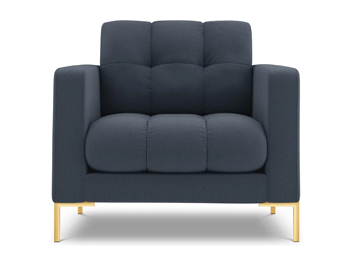 Cosmopolitan Design - Fauteuil "Bali" en tissu structurel bleu foncé - 87x92x75cm