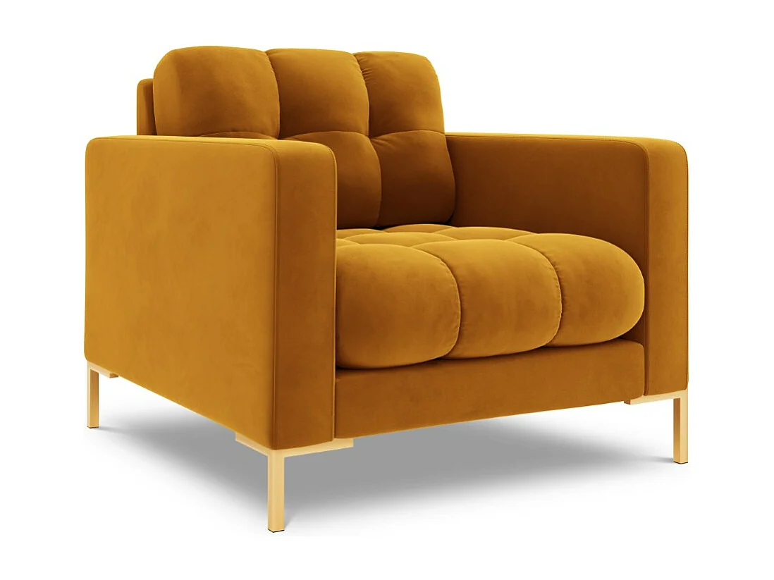 Cosmopolitan Design - Fauteuil "Bali" en velours jaune - 87x92x75cm