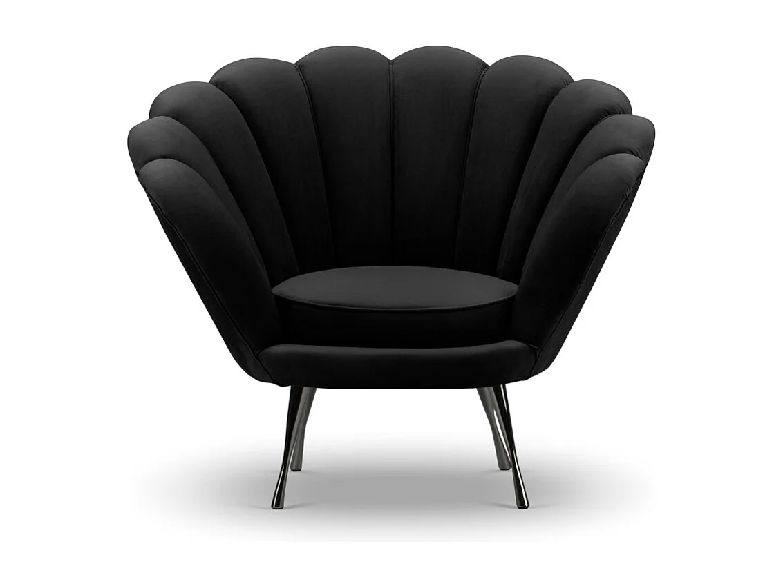 Cosmopolitan Design - Fauteuil "Kingston" Flueel, Zwart - 98x78x76cm