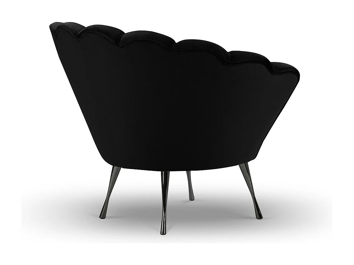 Cosmopolitan Design - Fauteuil "Kingston" Flueel, Zwart - 98x78x76cm