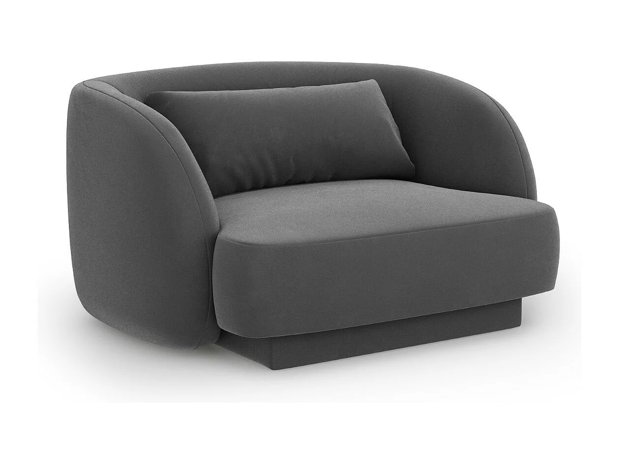 Cosmopolitan Design - Fauteuil "Tulum" Flueel, Grijs - 103x90x70cm