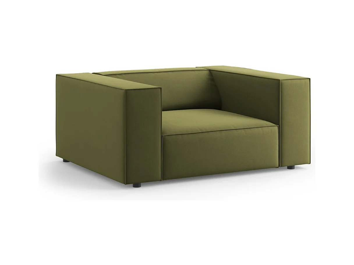 Cosmopolitan Design - Fauteuil "Arendal" en velours vert clair - 124x102x70cm