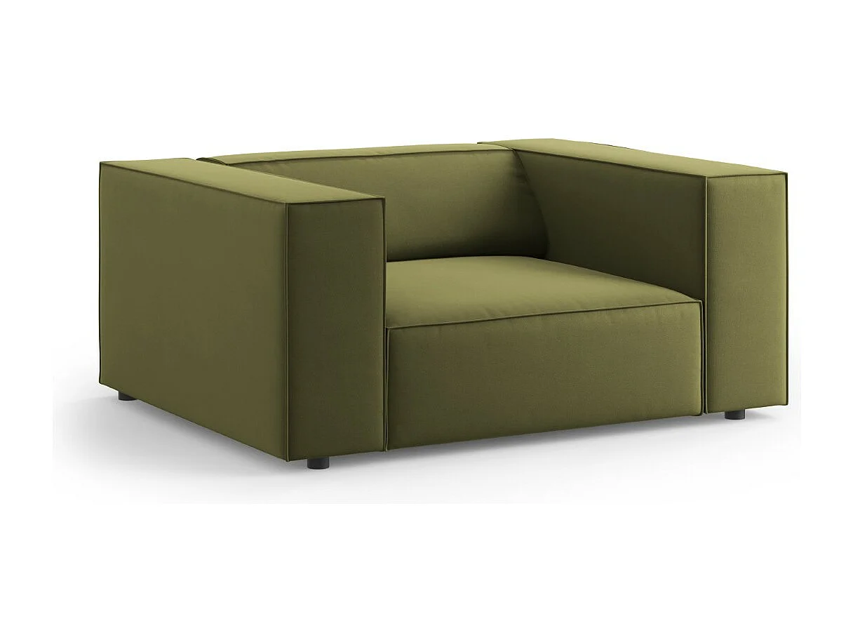 Cosmopolitan Design - Fauteuil "Arendal" en velours vert clair - 124x102x70cm