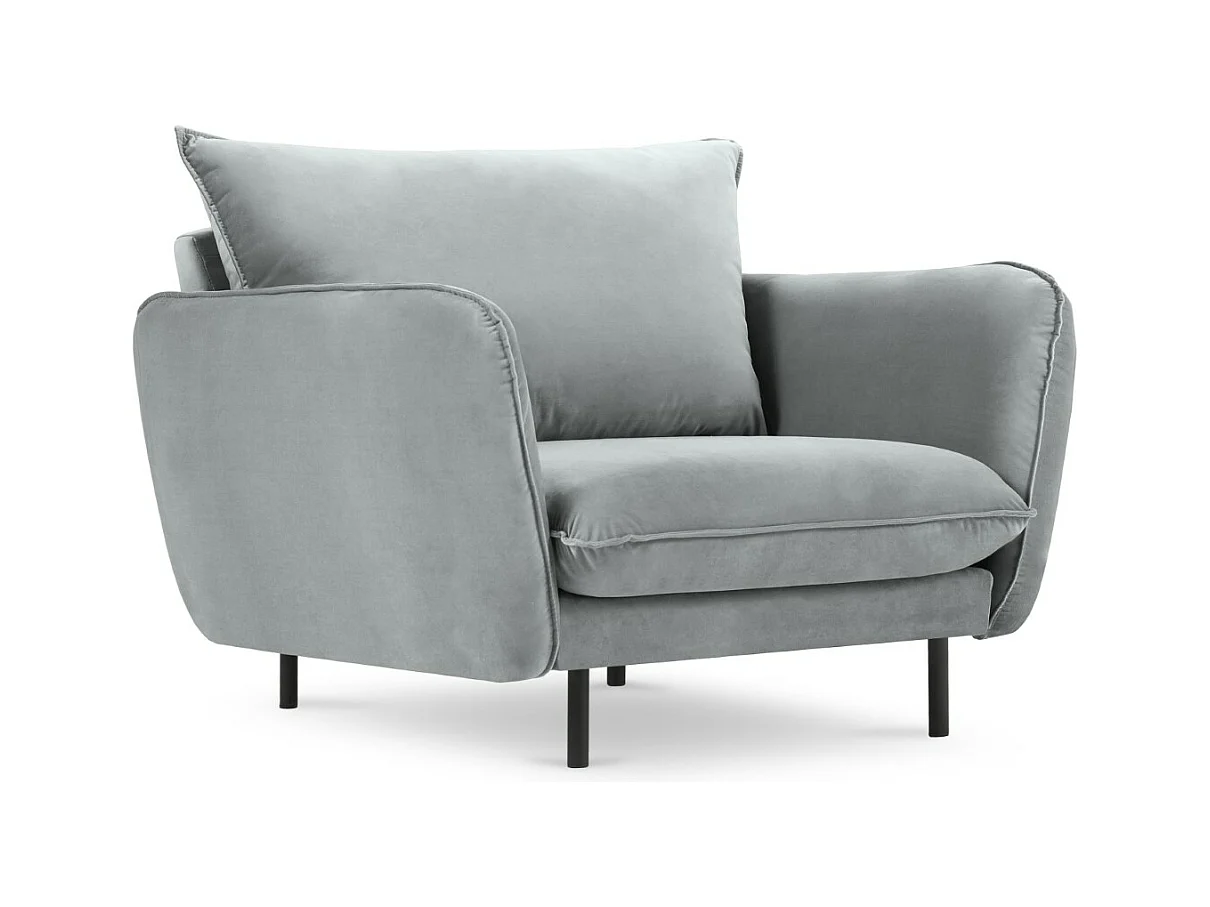 Cosmopolitan Design - Fauteuil "Vienna" Flueel, Lichtgrijs - 97x94x95cm
