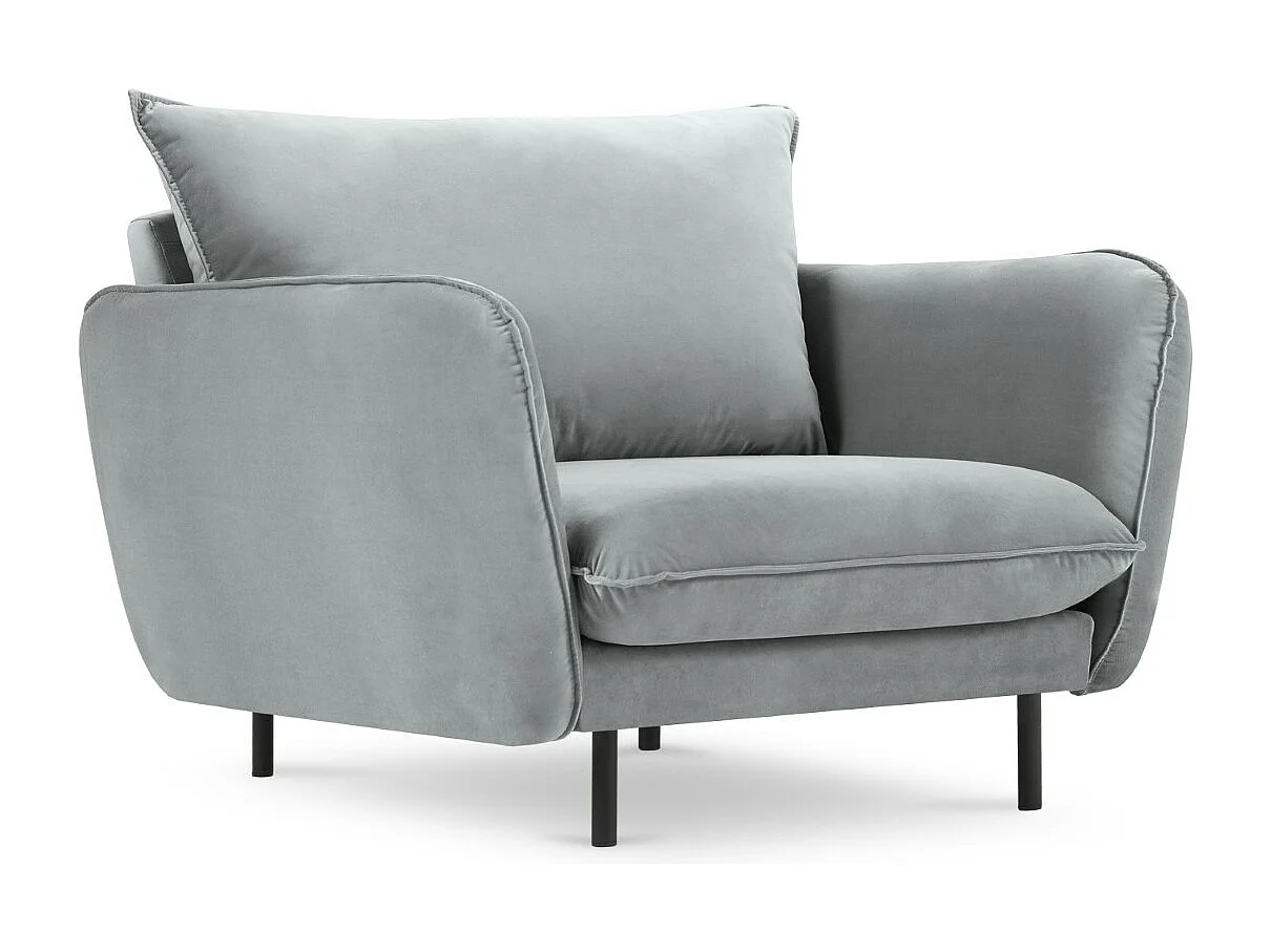 Cosmopolitan Design - Fauteuil "Vienna" Flueel, Lichtgrijs - 97x94x95cm