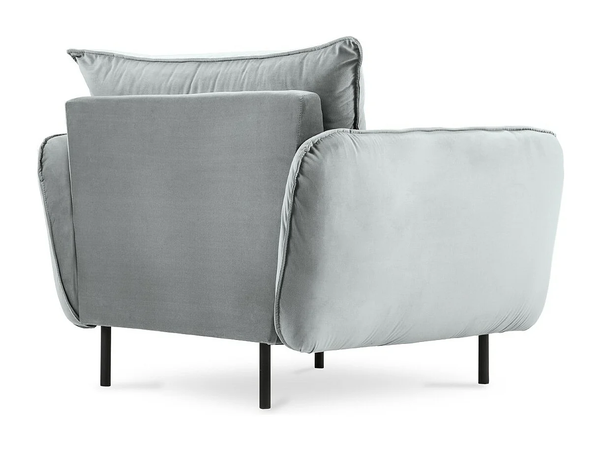 Cosmopolitan Design - Fauteuil "Vienna" Flueel, Lichtgrijs - 97x94x95cm