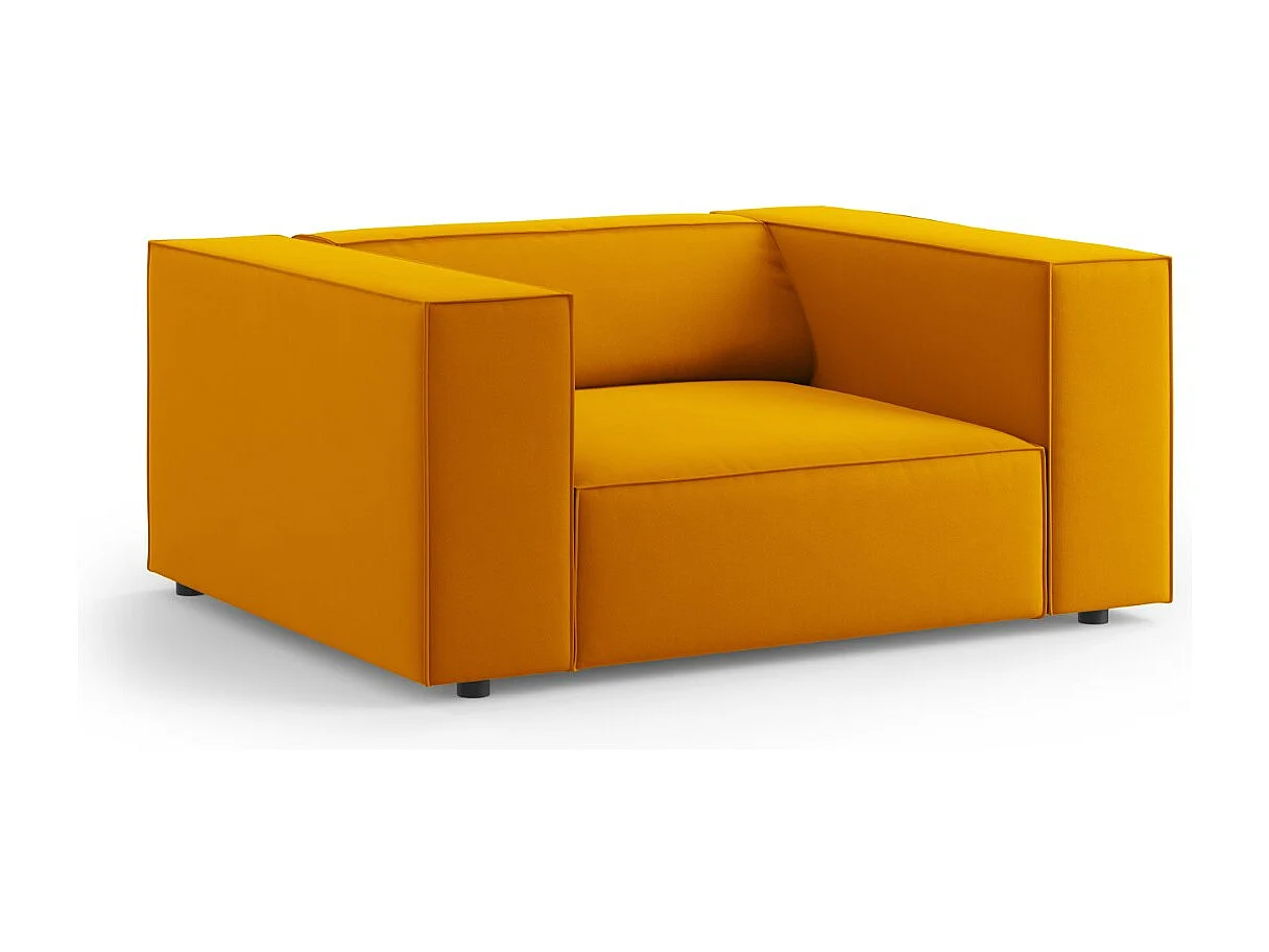 Cosmopolitan Design - Sessel "Arendal" aus Samt gelb - 124x102x70cm