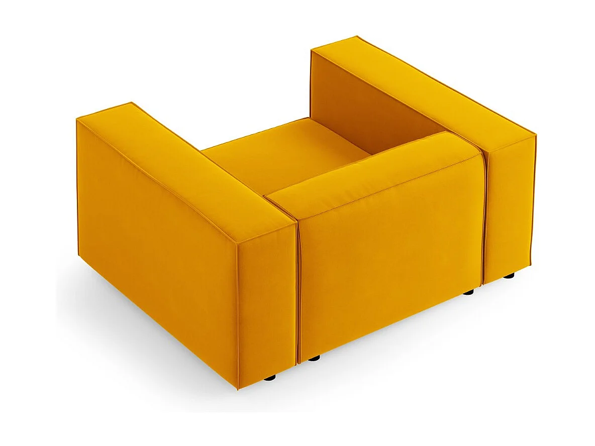 Cosmopolitan Design - Fauteuil "Arendal" en velours jaune - 124x102x70cm