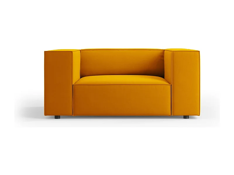 Cosmopolitan Design - Fauteuil "Arendal" en velours jaune - 124x102x70cm