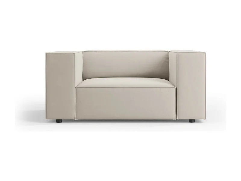 Cosmopolitan Design - Fauteuil "Arendal" en velours écru - 124x102x70cm