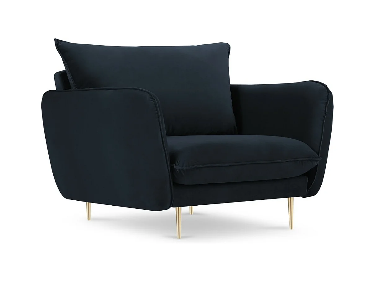 Cosmopolitan Design - Poltrona "Vienna" in velluto blu scuro - 97x94x95cm