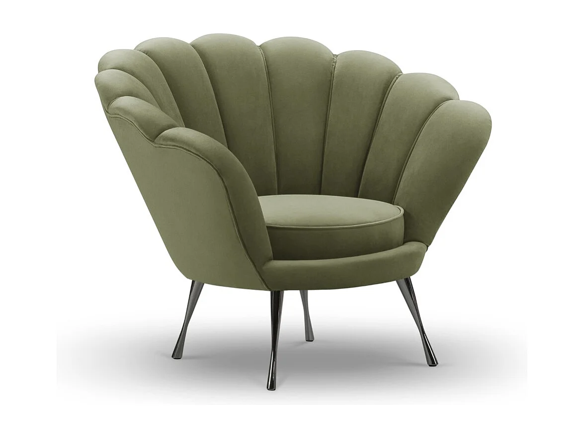 Cosmopolitan Design - Fauteuil "Kingston" en velours vert - 98x78x76cm