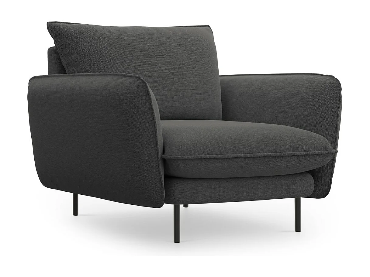 Cosmopolitan Design - Fauteuil "Vienna" Structurele stof, Donkergrijs - 97x94x95cm