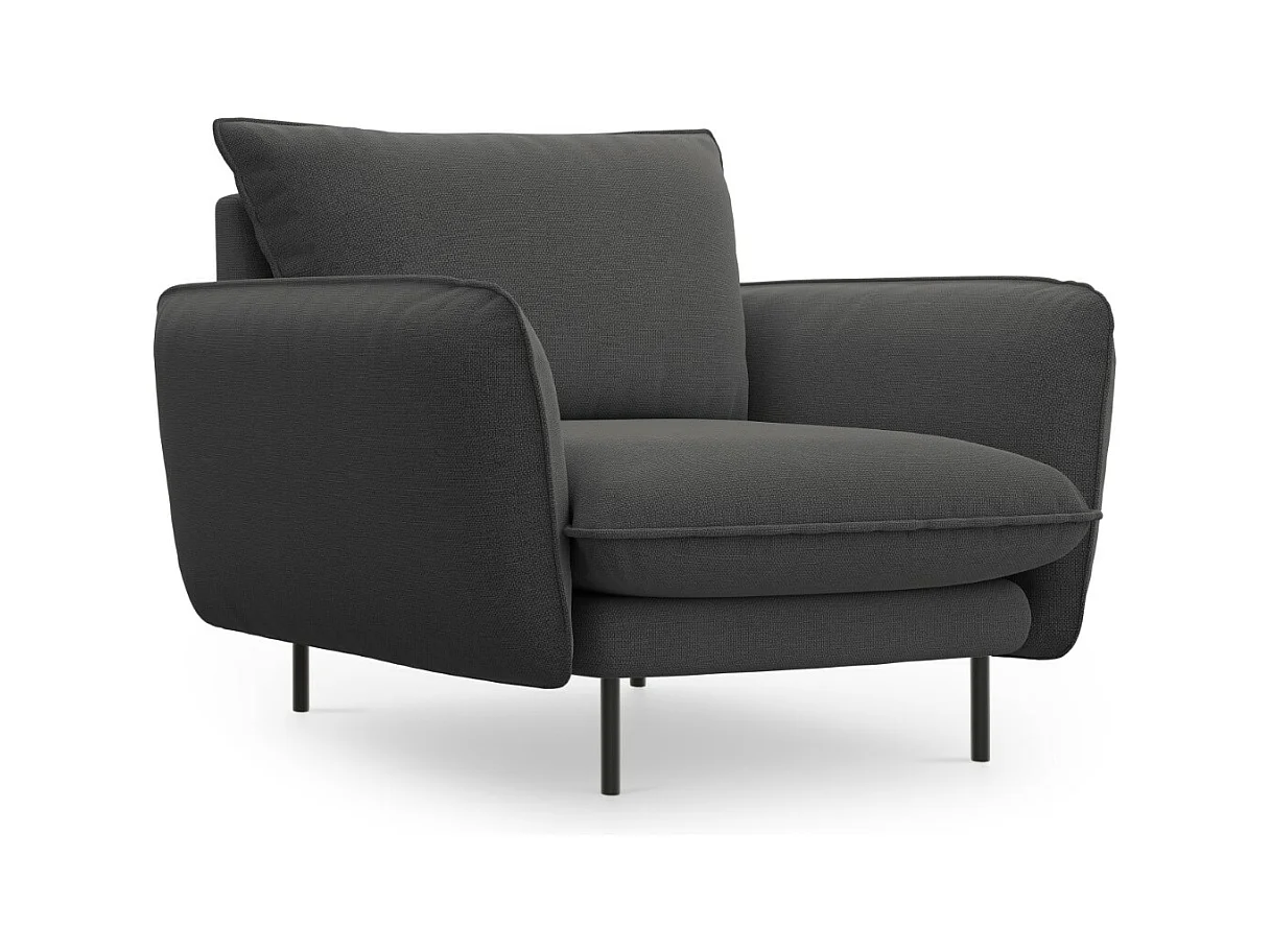 Cosmopolitan Design - Fauteuil "Vienna" en tissu structurel gris foncé - 97x94x95cm