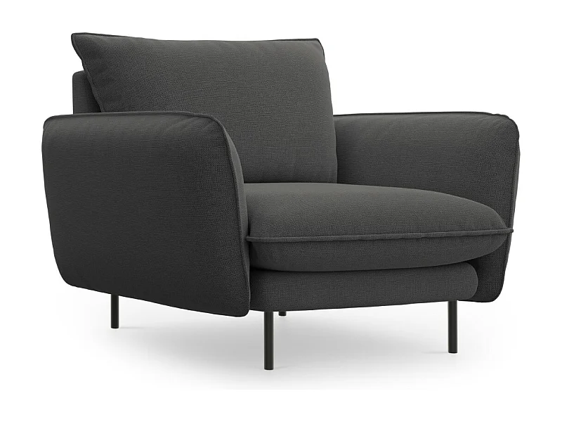 Cosmopolitan Design - Poltrona "Vienna" in tessuto strutturato grigio scuro - 97x94x95cm
