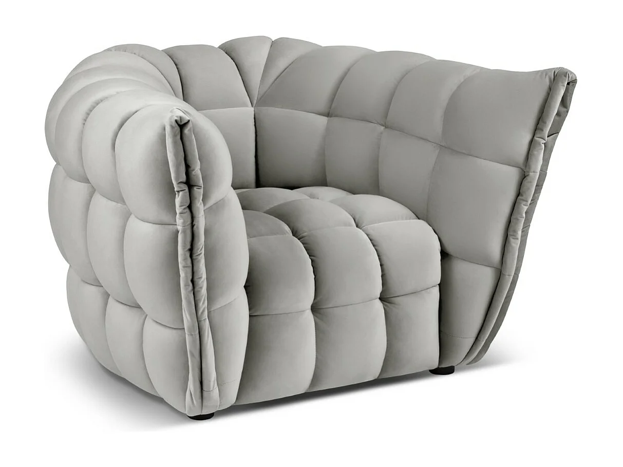 CXL by Christian Lacroix - Poltrona "Cedric" in velluto grigio chiaro - 105x100x67cm