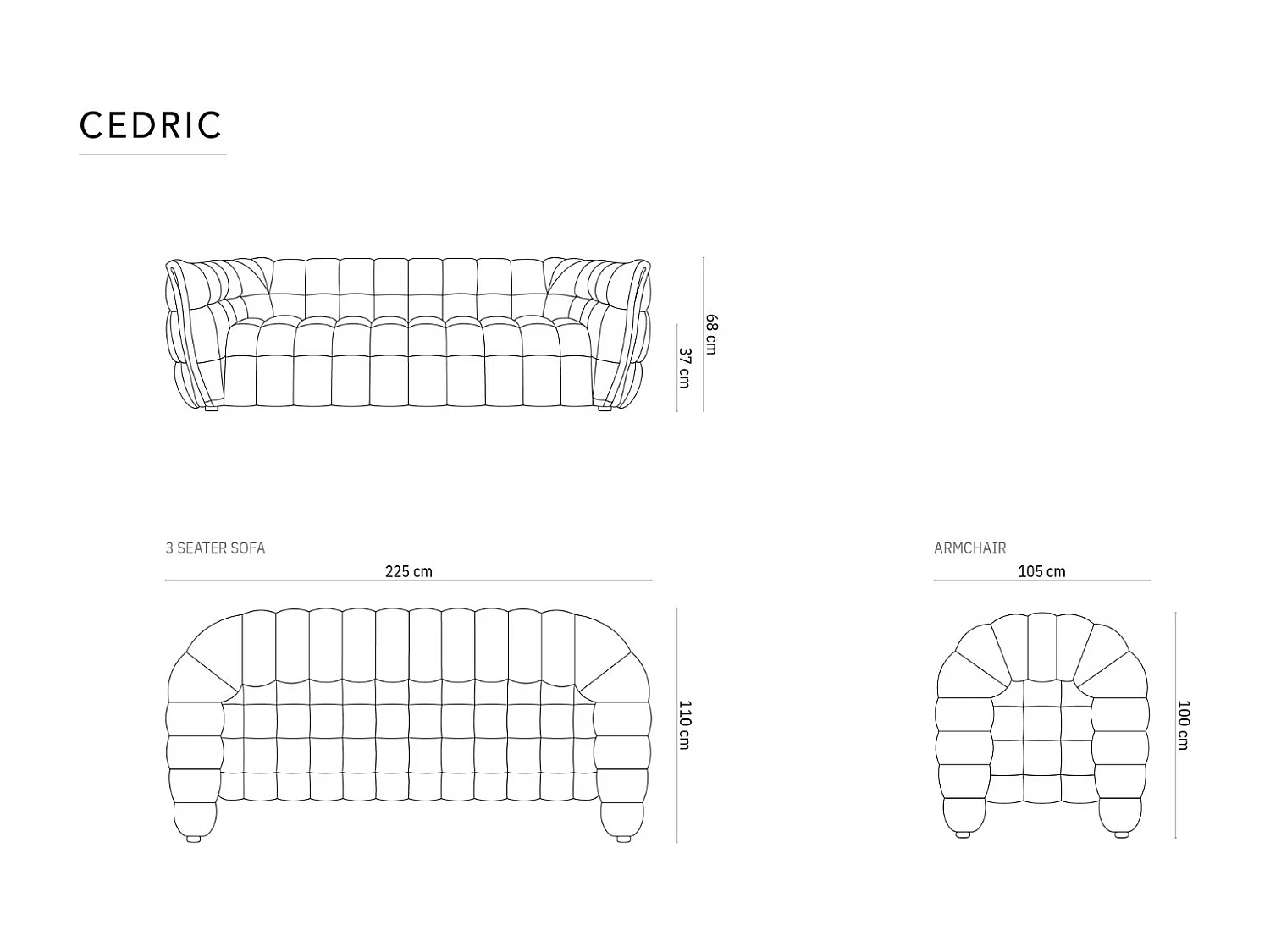 CXL by Christian Lacroix - Poltrona "Cedric" in velluto grigio chiaro - 105x100x67cm