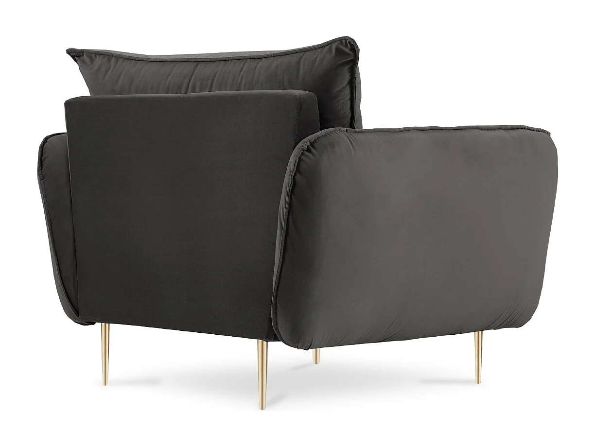 Cosmopolitan Design - Sillón "Vienna" de terciopelo gris oscuro - 97x94x95cm