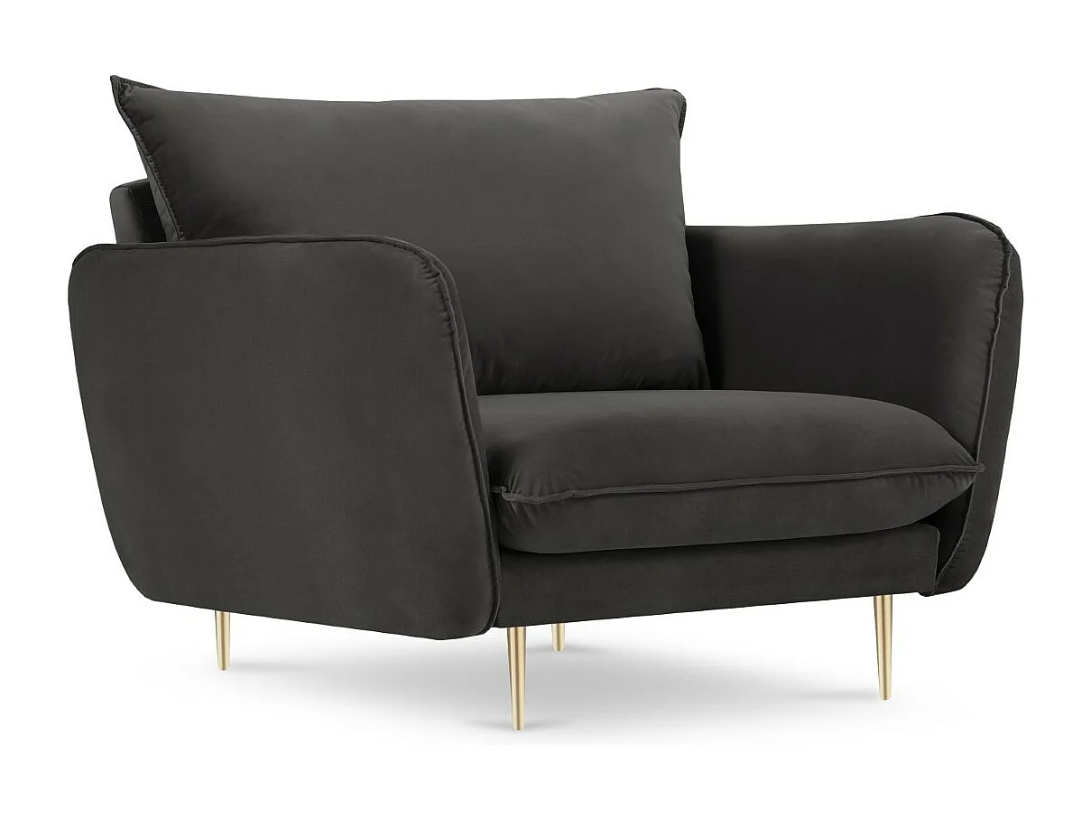 Cosmopolitan Design - Fauteuil "Vienna" en velours gris foncé - 97x94x95cm