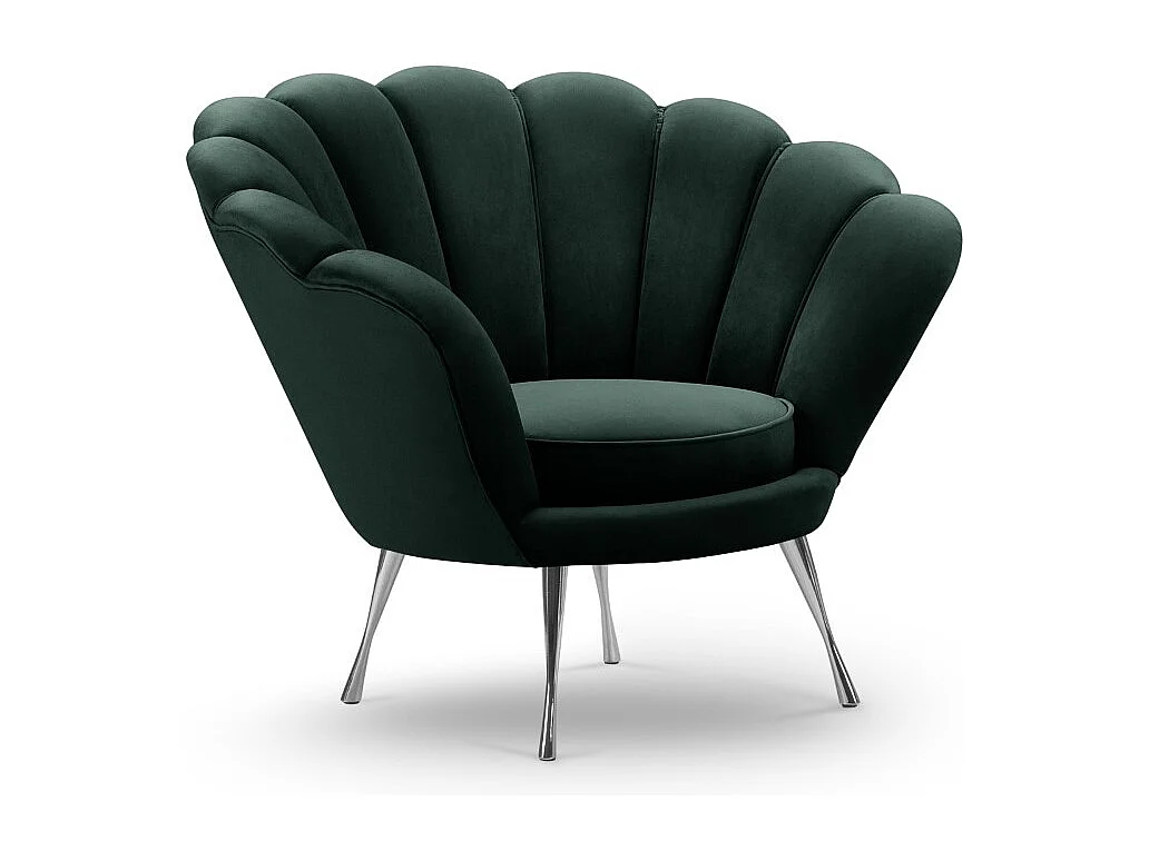 Cosmopolitan Design - Fauteuil "Kingston" en velours vert bouteille - 98x78x76cm