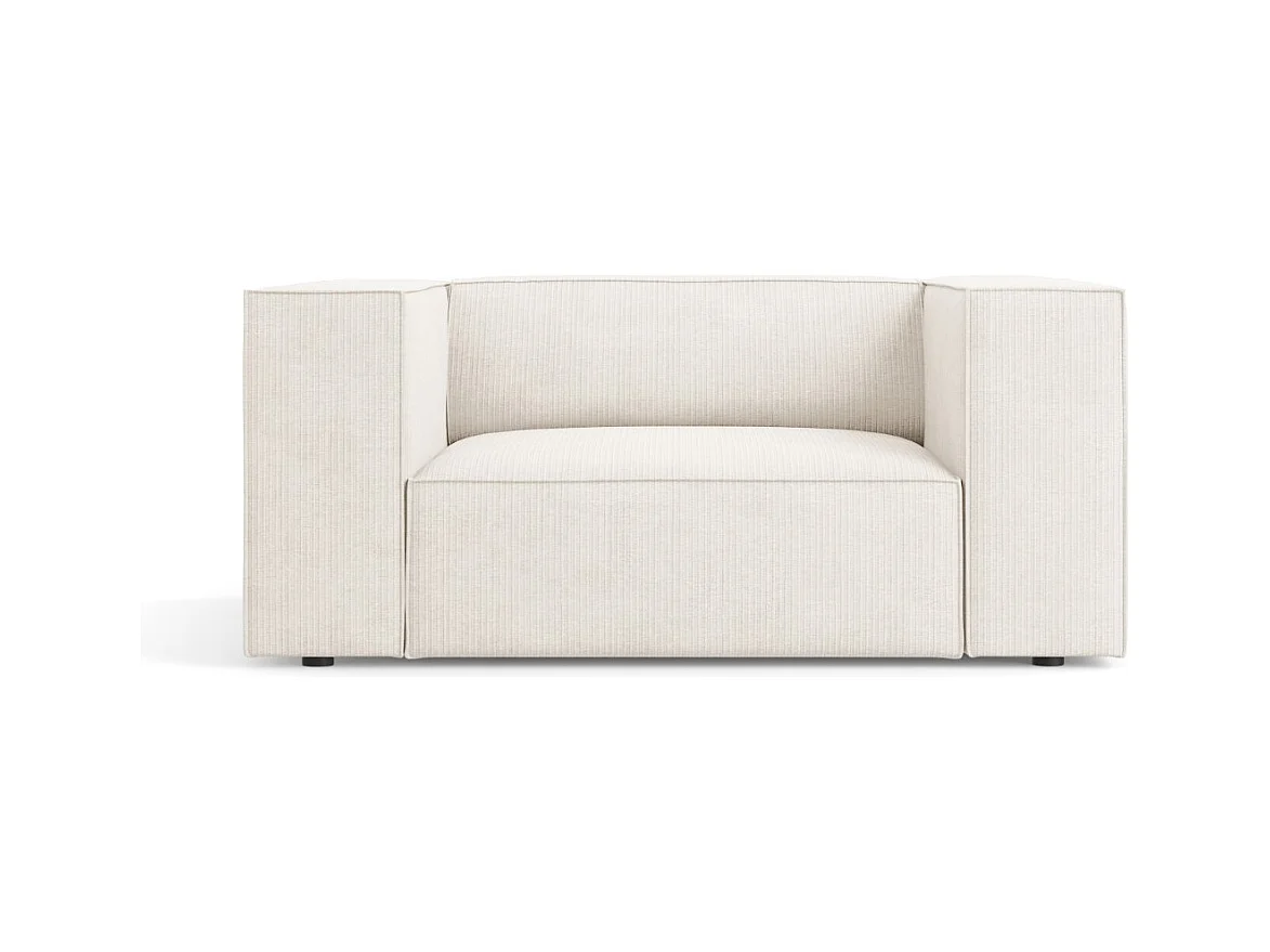 Cosmopolitan Design - Fauteuil "Arendal" en chenille avec un effet côtelé ivoire - 124x102x70cm