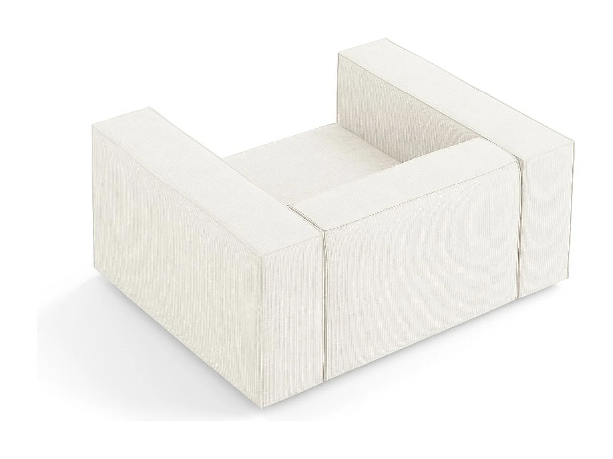 Cosmopolitan Design - Fauteuil "Arendal" Chenille met ribbeleffect, Ivoor - 124x102x70cm