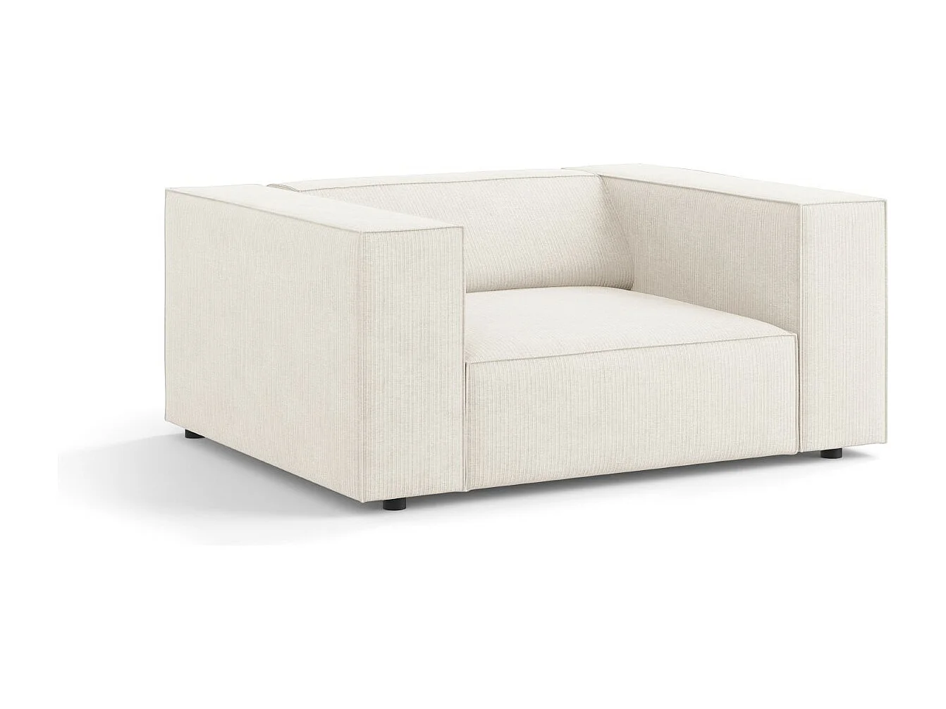 Cosmopolitan Design - Fauteuil "Arendal" en chenille avec un effet côtelé ivoire - 124x102x70cm