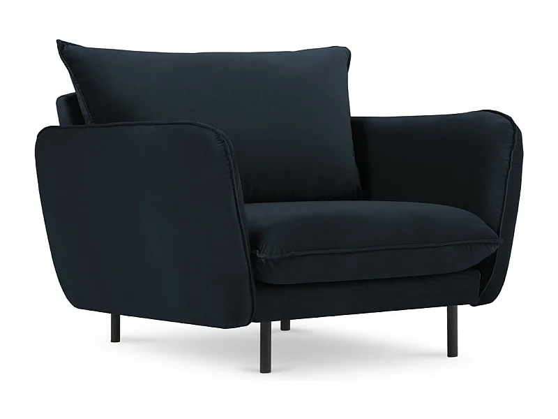 Cosmopolitan Design - Sillón "Vienna" de terciopelo azul oscuro - 97x94x95cm