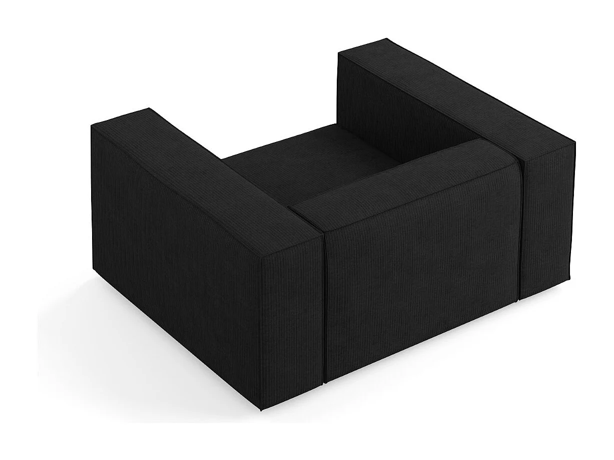 Cosmopolitan Design - Fotel, "Arendal" szenil z efektem prążkowania, czarny - 124x102x70cm