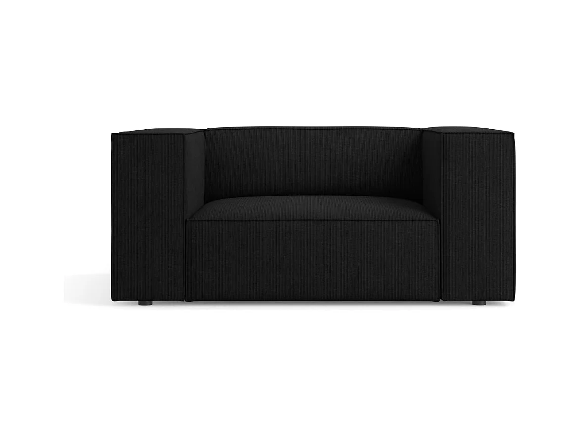 Cosmopolitan Design - Fauteuil "Arendal" Chenille met ribbeleffect, Zwart - 124x102x70cm