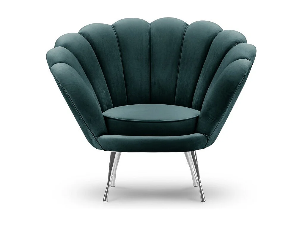 Cosmopolitan Design - Poltrona "Kingston" in velluto petrolio - 98x78x76cm
