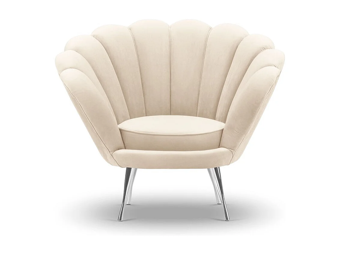 Cosmopolitan Design - Fauteuil "Kingston" en velours beige clair - 98x78x76cm