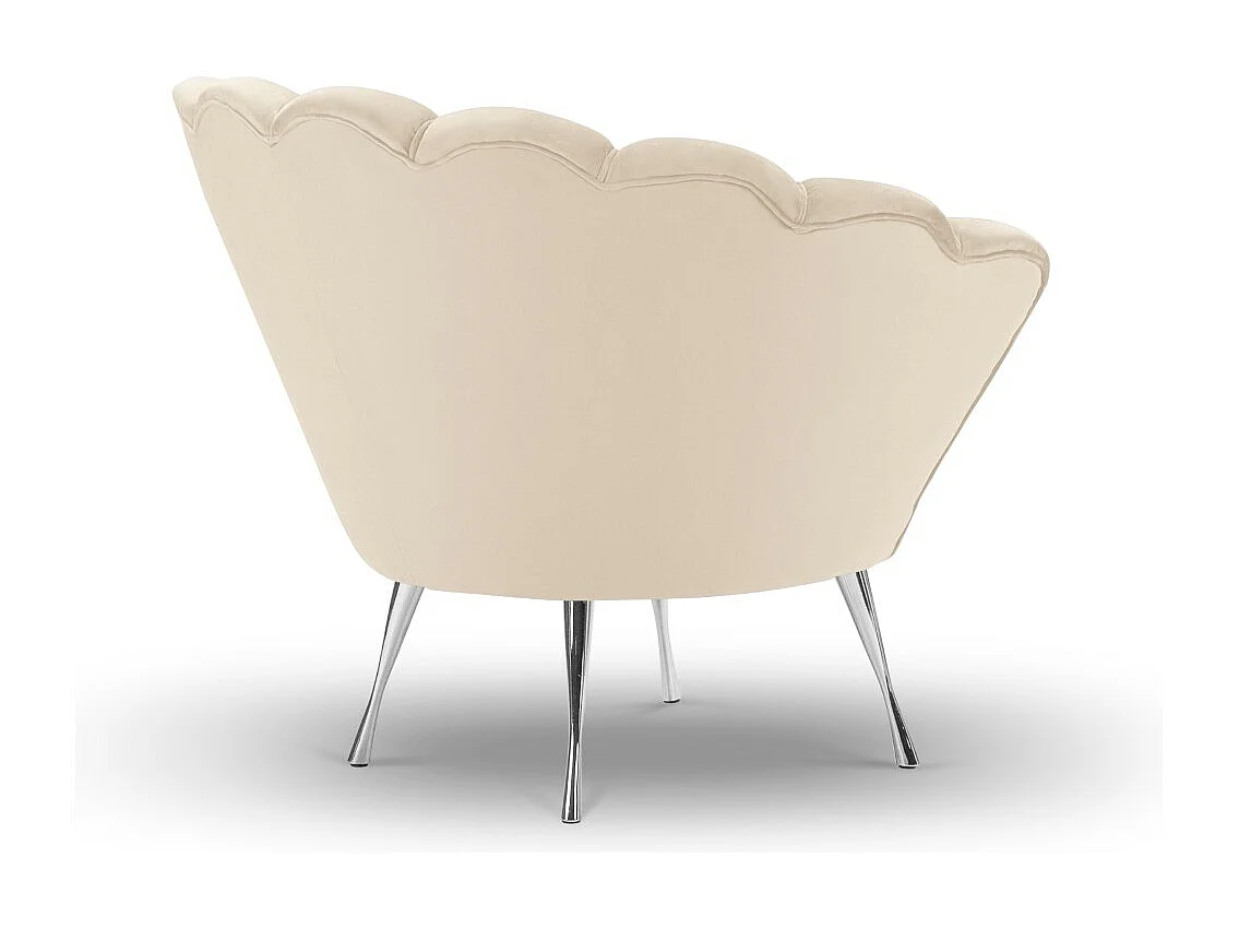 Cosmopolitan Design - Fauteuil "Kingston" en velours beige clair - 98x78x76cm