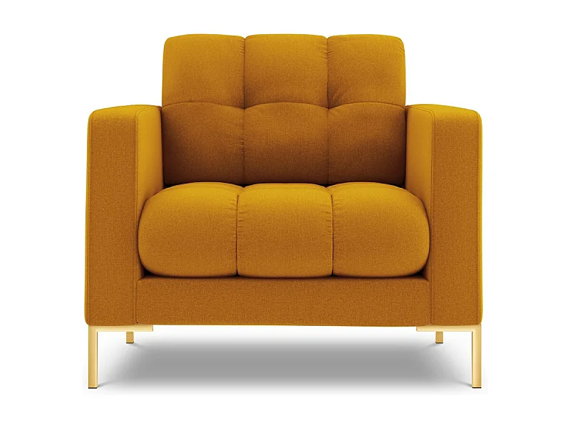 Cosmopolitan Design - Sessel "Bali" aus strukturiertem Stoff gelb - 87x92x75cm