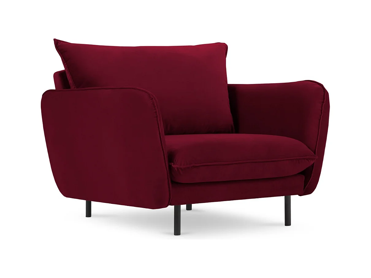 Cosmopolitan Design - Fauteuil "Vienna" en velours rouge - 97x94x95cm