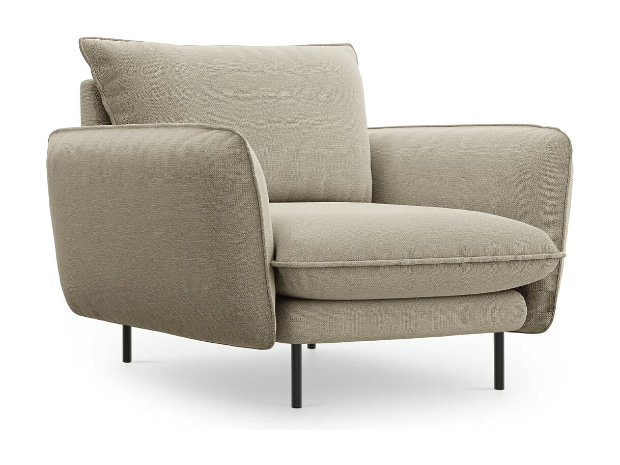 Cosmopolitan Design - Fauteuil "Vienna" en tissu structurel beige - 97x94x95cm