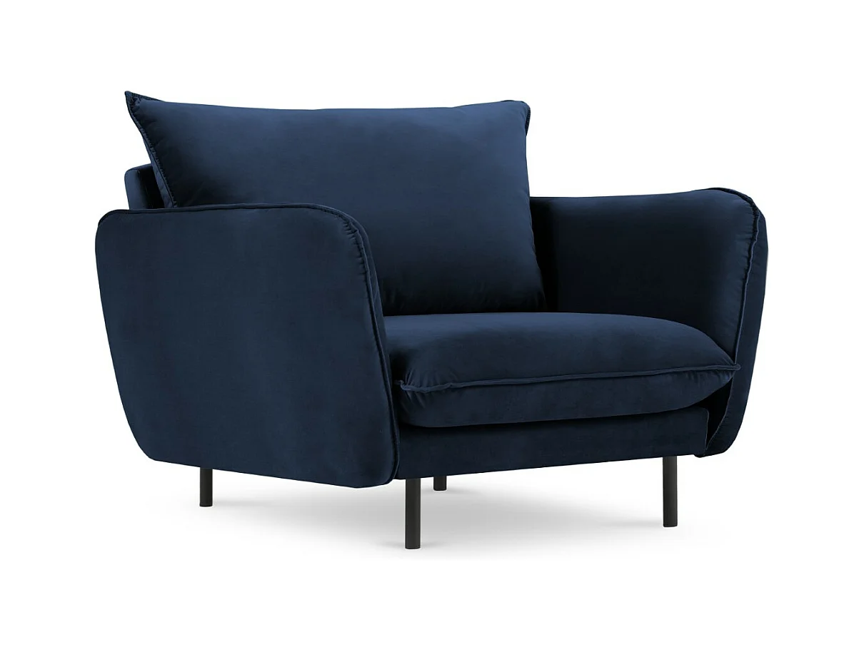 Cosmopolitan Design - Fauteuil "Vienna" Flueel, Koningsblauw - 97x94x95cm