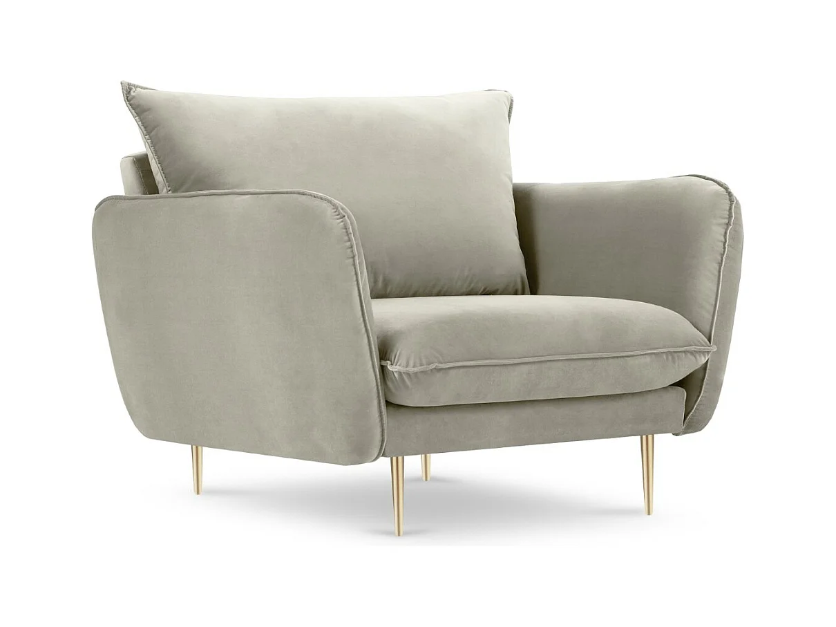 Cosmopolitan Design - Fauteuil "Vienna" Flueel, Beige - 97x94x95cm