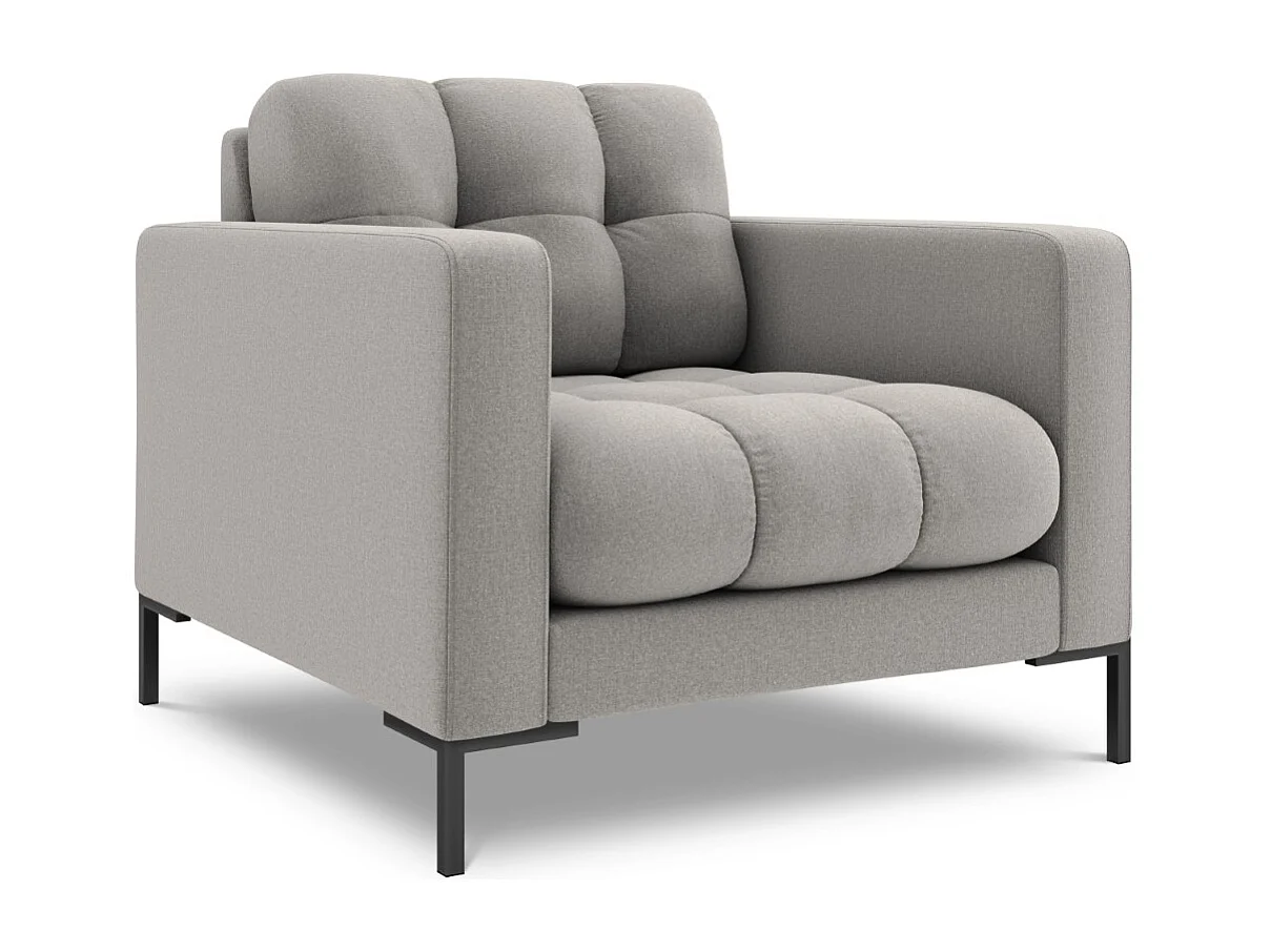 Cosmopolitan Design - Fauteuil "Bali" en tissu structurel gris clair - 87x92x75cm