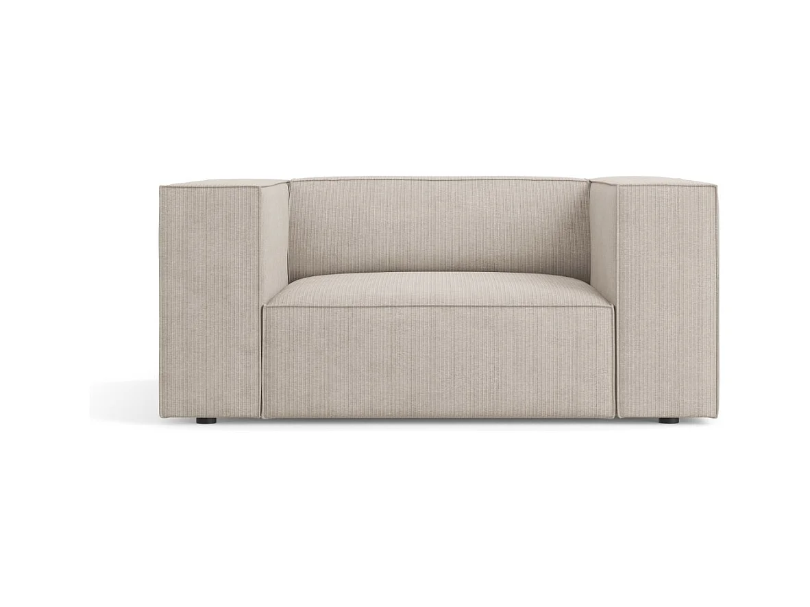 Cosmopolitan Design - Fauteuil "Arendal" Chenille met ribbeleffect, Donkerbeige - 124x102x70cm