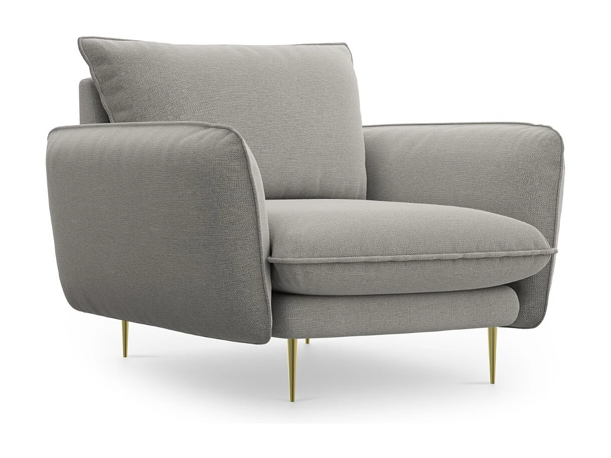 Cosmopolitan Design - Sessel "Vienna" aus strukturiertem Stoff hellgrau - 97x94x95cm