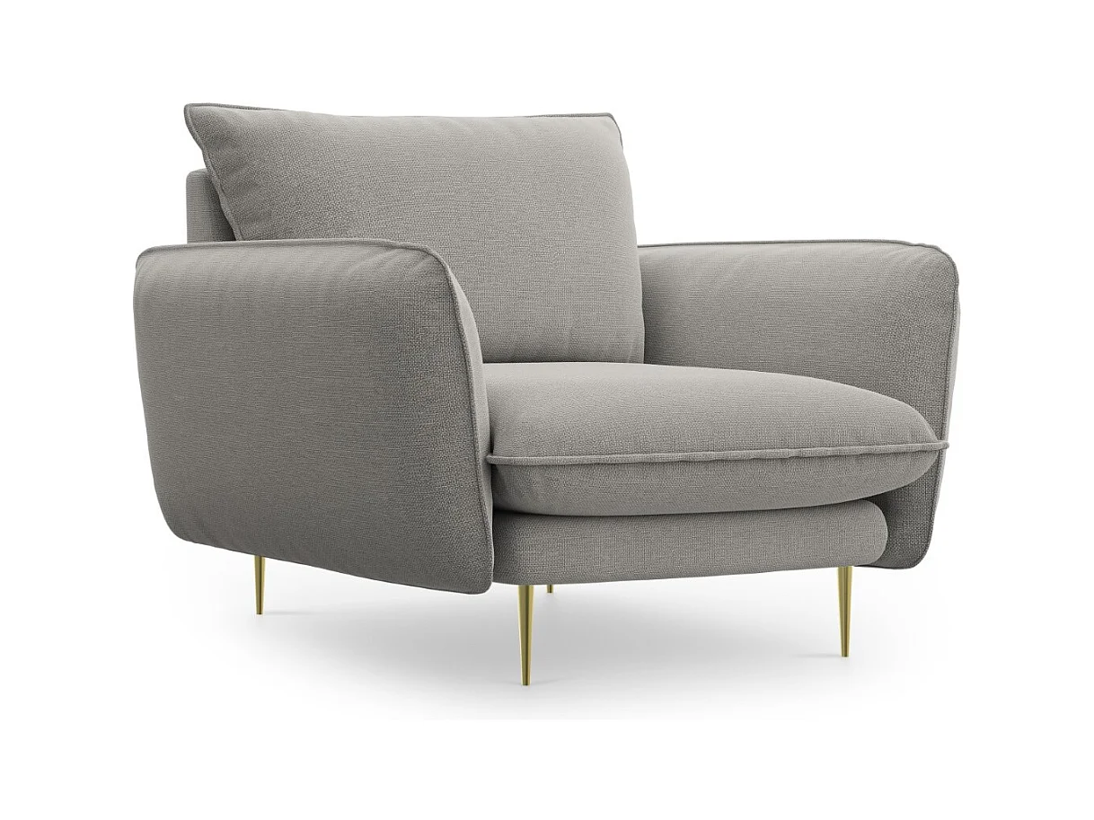 Cosmopolitan Design - Fauteuil "Vienna" Structurele stof, Lichtgrijs - 97x94x95cm