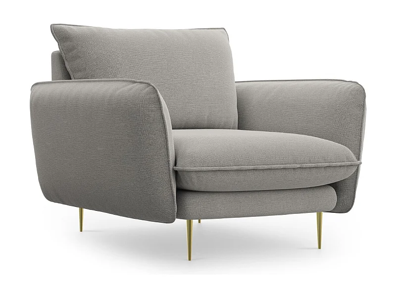 Cosmopolitan Design - Poltrona "Vienna" em tecido estrutural cinza claro - 97x94x95cm