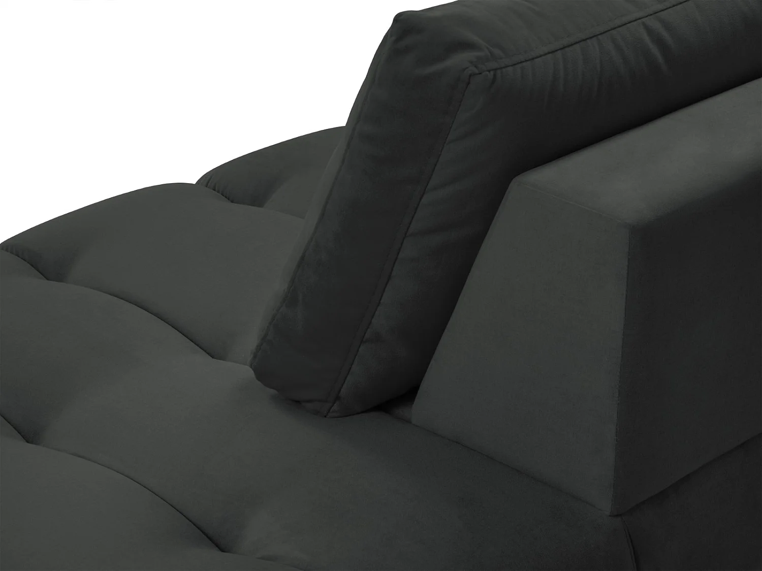 Cosmopolitan Design - Méridienne droite "Hastings" 2 places en velours gris foncé - 216x102x75cm