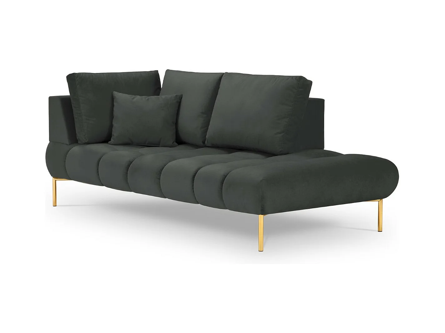 Cosmopolitan Design - Méridienne droite "Hastings" 2 places en velours gris foncé - 216x102x75cm